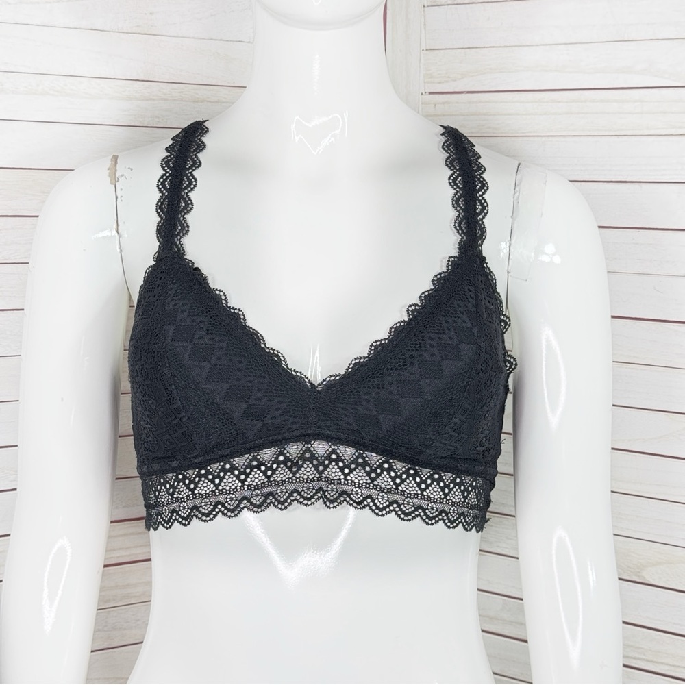 Auden Lace Lined Racerback‎ Bralette Black Small